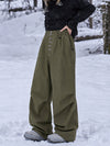 Pantalon de snowboard en denim brut utilitaire à rivets pour femme – Coupe oversize avec double poche arrière