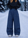 Pantalon de snowboard cargo utilitaire UrbanCraft pour femme, à double genouillère et empiècements renforcés par rivets
