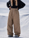Pantalon de snowboard en denim brut utilitaire à rivets pour femme – Coupe oversize avec double poche arrière