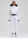 Combinaison de ski évasée Gsou Snow Mountain Chic pour femme, ornée de fausse fourrure.