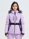 Doudoune de ski SnowCharm pour femme, coupe slim, isolée, avec fourrure amovible