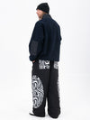 Pull en polaire sherpa synthétique pour homme et pantalon de ski cargo réfléchissant à motif tendance, idéal pour la montagne
