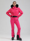 Combinaison de ski évasée Gsou Snow Mountain Chic pour femme, ornée de fausse fourrure.