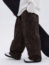 Men's Loose Leopard Print Double Knee Ski Pants