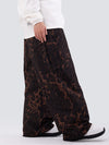 Pantalon de ski ample léopard double genou pour femme