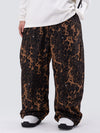 Men's Loose Leopard Print Double Knee Ski Pants