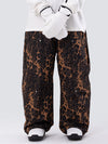 Pantalon de ski ample léopard double genou pour femme