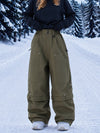 Pantalon de snowboard cargo utilitaire UrbanCraft pour femme, à double genouillère et empiècements renforcés par rivets