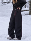 Pantalon de snowboard en denim brut utilitaire à rivets pour femme – Coupe oversize avec double poche arrière