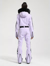 Combinaison de ski une pièce Gsou Snow Classic Dawn pour femme, ornée de fausse fourrure