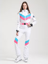 Combinaison de ski Gsou Snow Retro pour femme, à rayures en V et ceinture évasée.