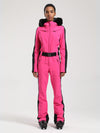 Combinaison de ski une pièce Gsou Snow Classic Dawn pour femme, ornée de fausse fourrure