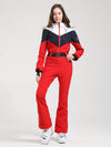Combinaison de ski Gsou Snow Retro pour femme, à ceinture et coupe évasée color-block.