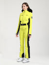 Combinaison de ski Gsou Snow Classic pour femme, coupe évasée, bordure en fausse fourrure, modèle Dawn
