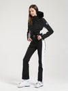 Combinaison de ski Gsou Snow Classic pour femme, coupe évasée, bordure en fausse fourrure, modèle Dawn