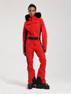 Combinaison de ski une pièce Gsou Snow Classic pour femme, coupe évasée, bordure en fausse fourrure, modèle Dawn.