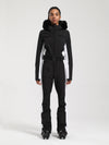 Combinaison de ski une pièce Gsou Snow Classic pour femme, coupe évasée, bordure en fausse fourrure, modèle Dawn.