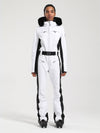 Combinaison de ski une pièce Gsou Snow Classic pour femme, coupe évasée, bordure en fausse fourrure, modèle Dawn.
