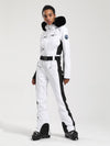 Combinaison de ski une pièce Gsou Snow Classic pour femme, coupe évasée, bordure en fausse fourrure, modèle Dawn.