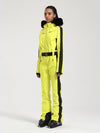 Combinaison de ski une pièce Gsou Snow Classic Dawn pour femme, ornée de fausse fourrure