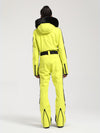 Combinaison de ski une pièce Gsou Snow Classic Dawn pour femme, ornée de fausse fourrure