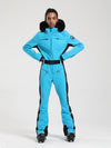 Combinaison de ski une pièce Gsou Snow Classic pour femme, coupe évasée, bordure en fausse fourrure, modèle Dawn.