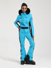 Combinaison de ski une pièce Gsou Snow Classic pour femme, coupe évasée, bordure en fausse fourrure, modèle Dawn.