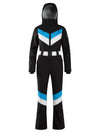 Combinaison de ski une pièce Gsou Snow rétro pour femme, à rayures en V et ceinture évasée