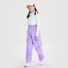 Pantalon de jogging cargo taille haute pour enfant, style technique, idéal pour la neige