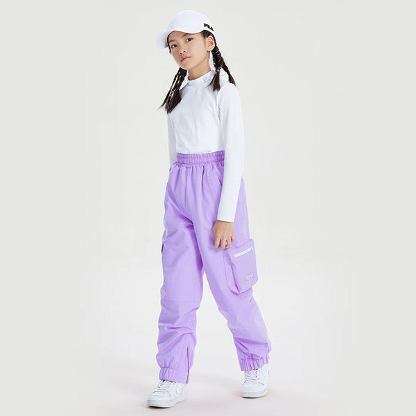 Pantalon de jogging cargo taille haute pour enfant, style technique, idéal pour la neige