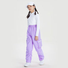 Pantalon de jogging cargo taille haute pour enfant, style technique, idéal pour la neige