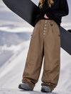Pantalon de snowboard en denim brut utilitaire à rivets pour femme – Coupe oversize avec double poche arrière