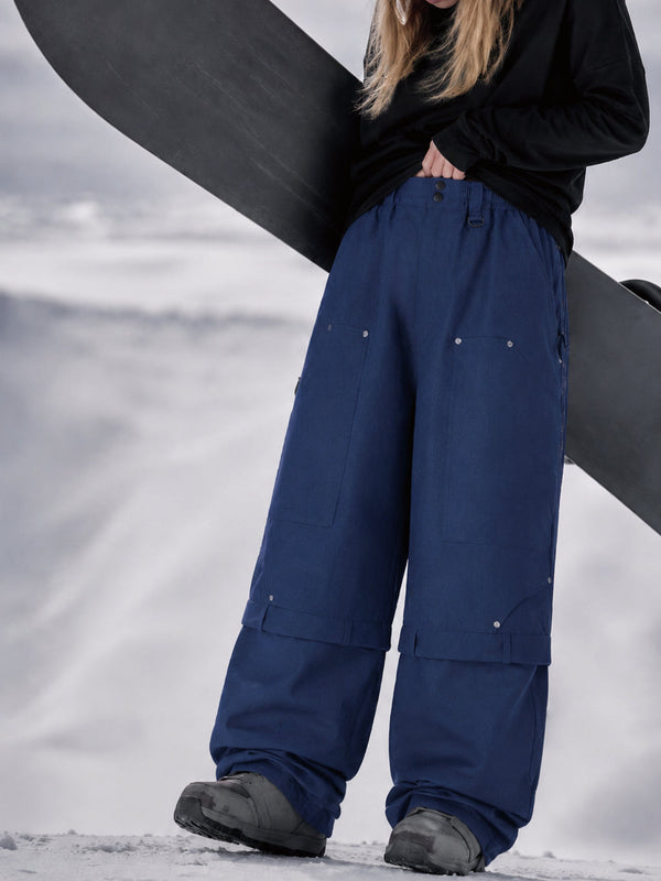 Pantalon de snowboard cargo utilitaire UrbanCraft pour femme, à double genouillère et empiècements renforcés par rivets