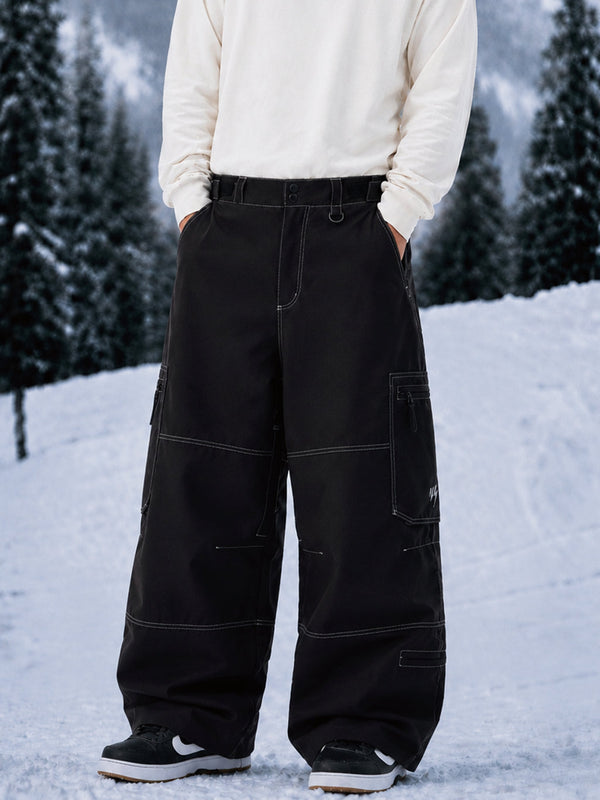 Pantalon de snowboard cargo ample à coutures épaisses pour homme, style utilitaire Wild Soul Crew