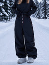 Pantalon de snowboard en denim brut utilitaire à rivets pour femme – Coupe oversize avec double poche arrière