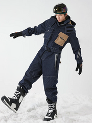 Combinaison de ski une pièce en denim à empiècements Vector Nebula pour homme