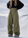 Pantalon de snowboard en denim brut utilitaire à rivets pour femme – Coupe oversize avec double poche arrière
