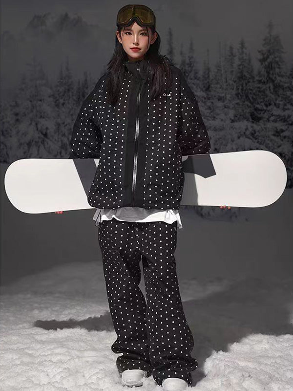 Combinaisons de ski freestyle à pois et étoiles pour femmes
