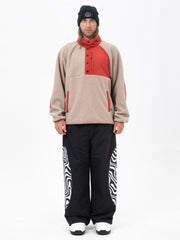 Pull en polaire sherpa synthétique pour homme et pantalon de ski cargo réfléchissant à motif tendance, idéal pour la montagne