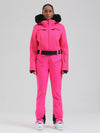 Combinaison de ski évasée Gsou Snow Mountain Chic pour femme, ornée de fausse fourrure.