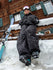 Pantalon de ski ample léopard double genou pour femme