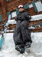 Pantalon de ski ample léopard double genou pour femme