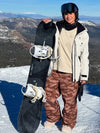 Pantalon de ski ample léopard double genou pour femme