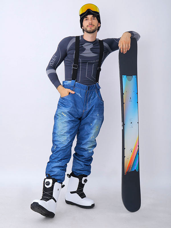 Pantalon en jean imperméable et chaud pour homme, idéal pour le snowboard en hiver.