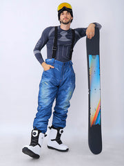 Pantalon en jean imperméable et chaud pour homme, idéal pour le snowboard en hiver.