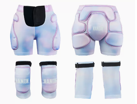 Ensemble short de protection et genouillères unisexe Tri-Flex rose Nandn