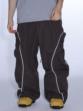 Pantalon de ski cargo ample réfléchissant à bord lumineux Gsou Snow pour homme