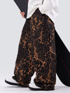 Men's Loose Leopard Print Double Knee Ski Pants