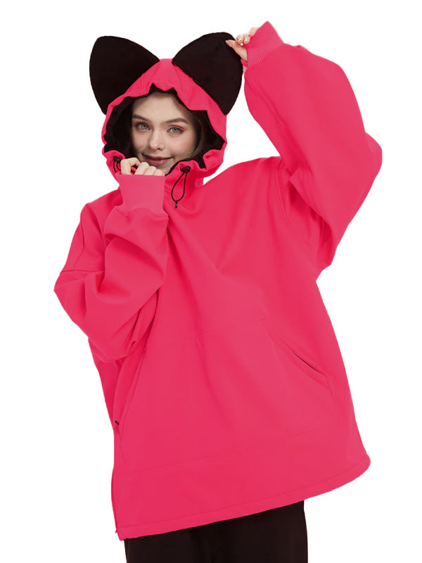 Sweat à capuche imperméable en polaire Doorek pour femme - Motif oreilles de chat