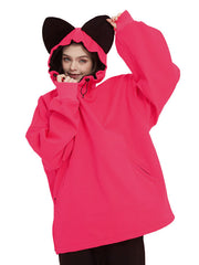 Sweat à capuche imperméable en polaire douce et moelleuse pour femme Doorek - Décoration oreilles de chat
